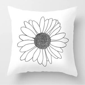 New white and black flower zippered cotton pillow cover